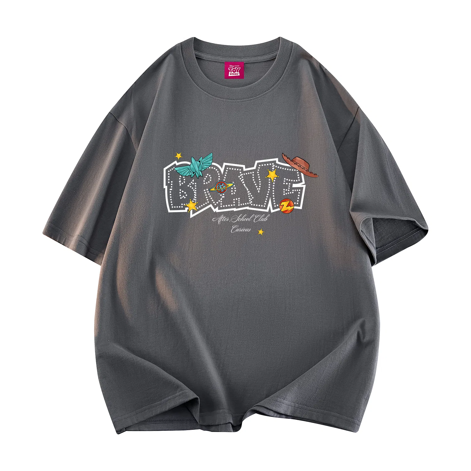 Детская футболка с принтом Disney T Shirts Unisex Crew Neck Thin Straight Fit Disney, Dark Gray