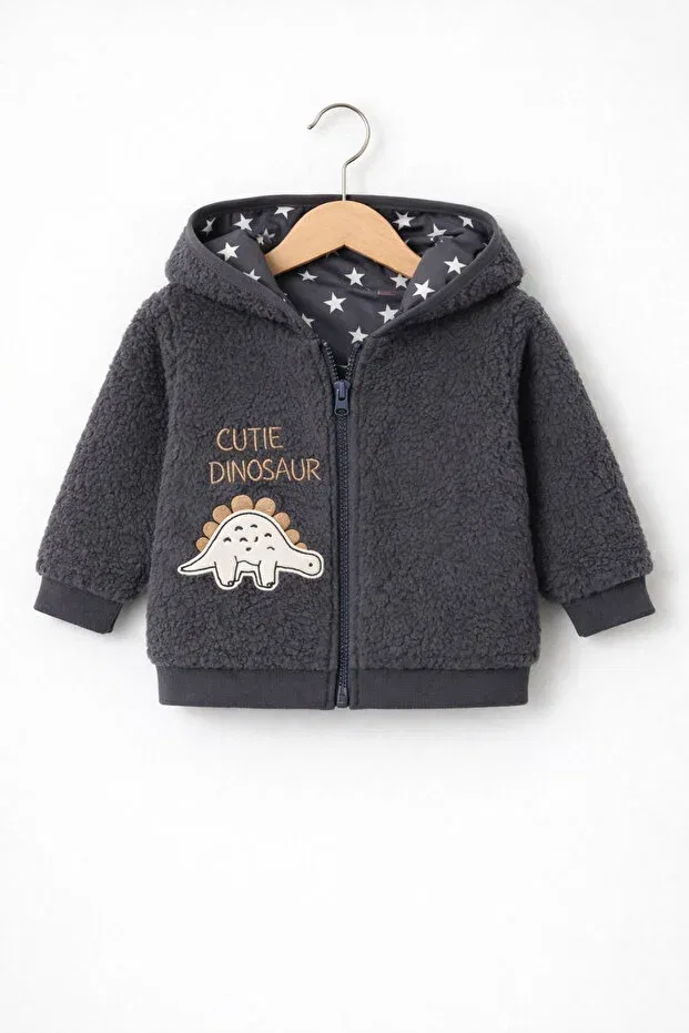 Детский кардиган из плюша Basics For My Baby, Anthracite-Starred Inner Lining