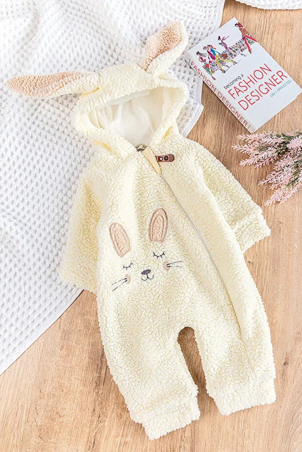 Детский комбинезон для девочек с капюшоном Rabbit Babymod, Cream
