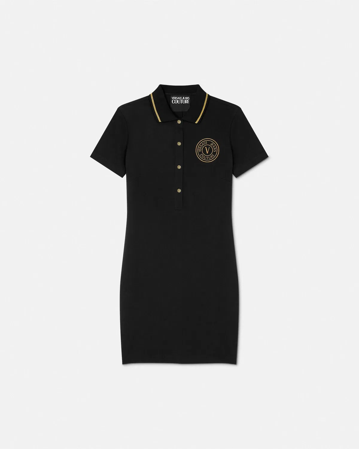 Платье-поло V-Emblem средней длины VERSACE, черный