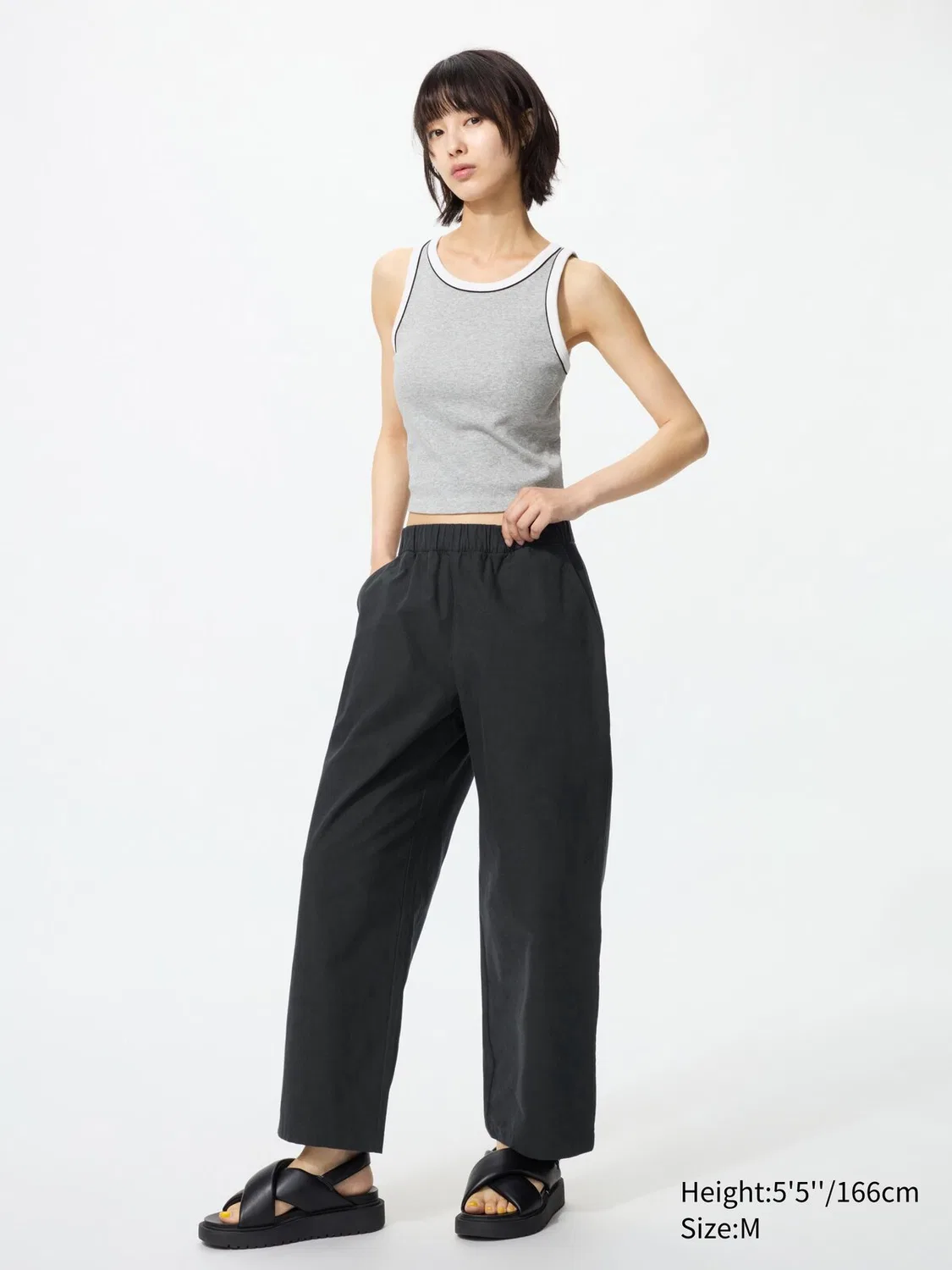 Брюки Uniqlo, свободные до щиколотки, черный