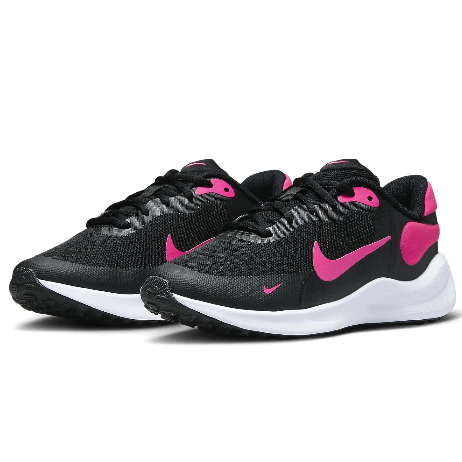 Детские кроссовки для мальчиков с мягким воротником Revolution 7 NIKE, Black Hyper Pink Whi — фото 2