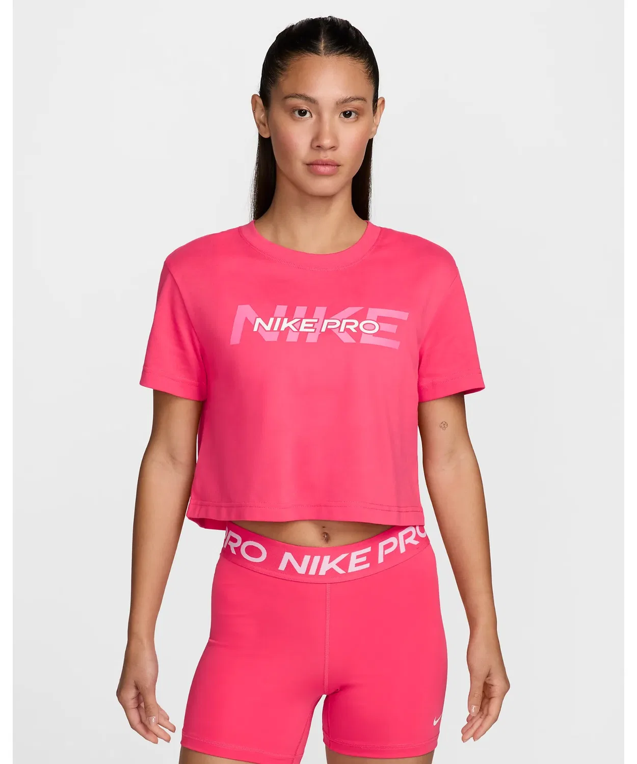 Женская футболка с коротким рукавом Nike Pro, розовая — фото 2