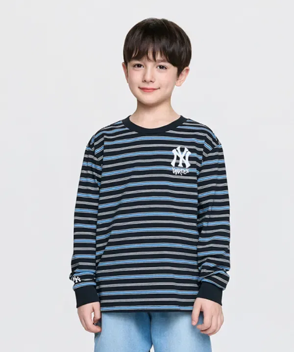 Футболка с длинным рукавом Street Basic Stripes, Mlb Kids, черный — фото 4
