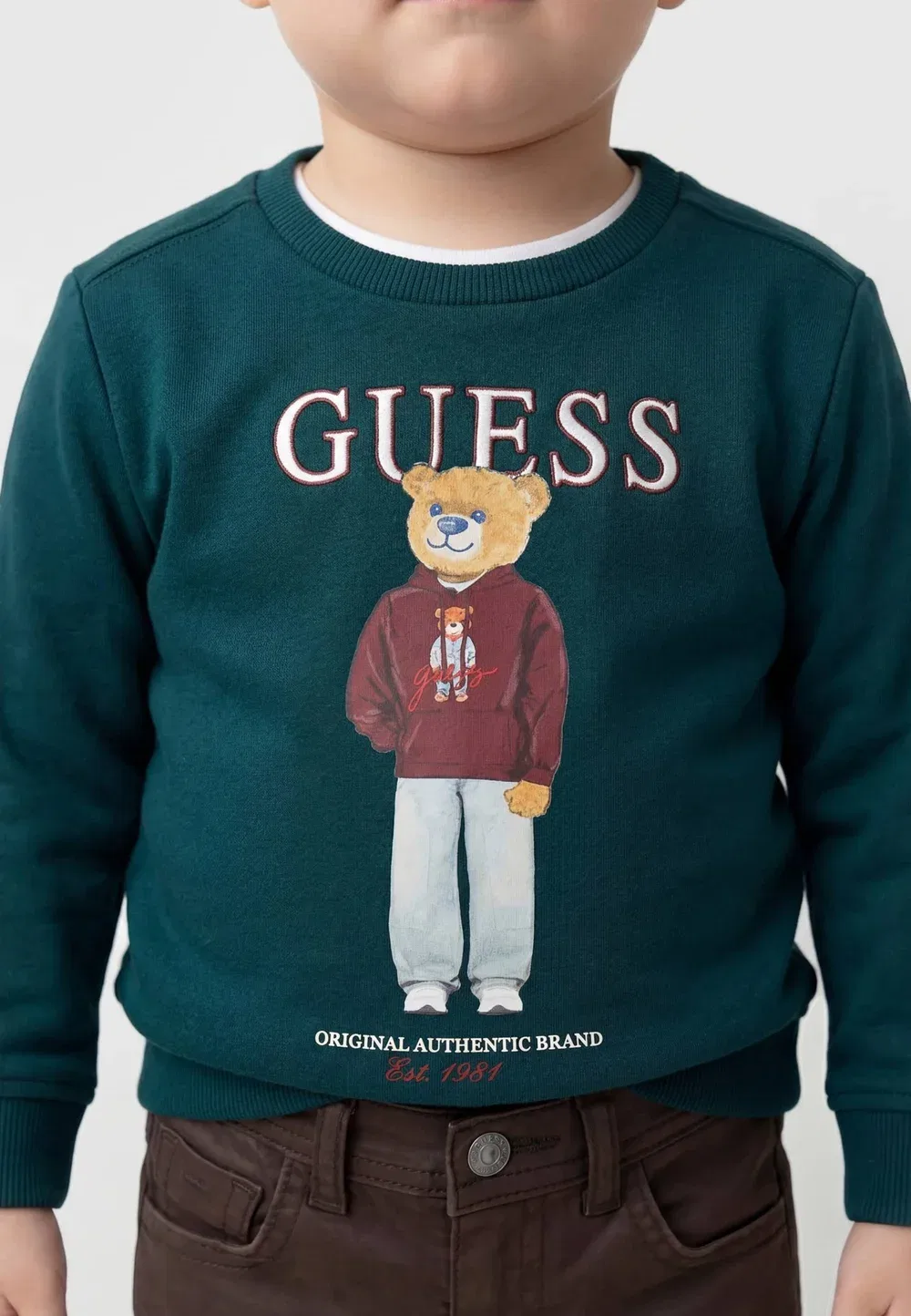 Свободная спортивная футболка унисекс - толстовка Guess, Dunkelgrün — фото 2