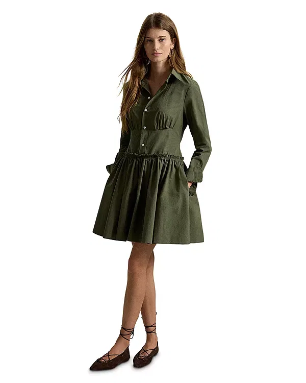 Женское хлопковое платье-рубашка Ralph Lauren, зеленый