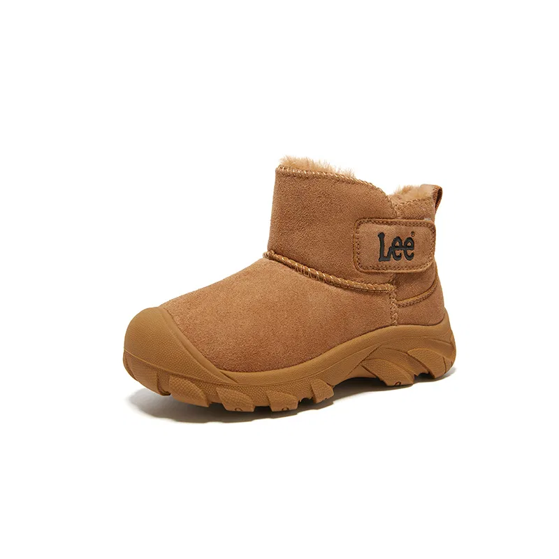 Детские зимние ботинки из синтетической кожи с липучкой High top Lee, Gray Green — фото 4