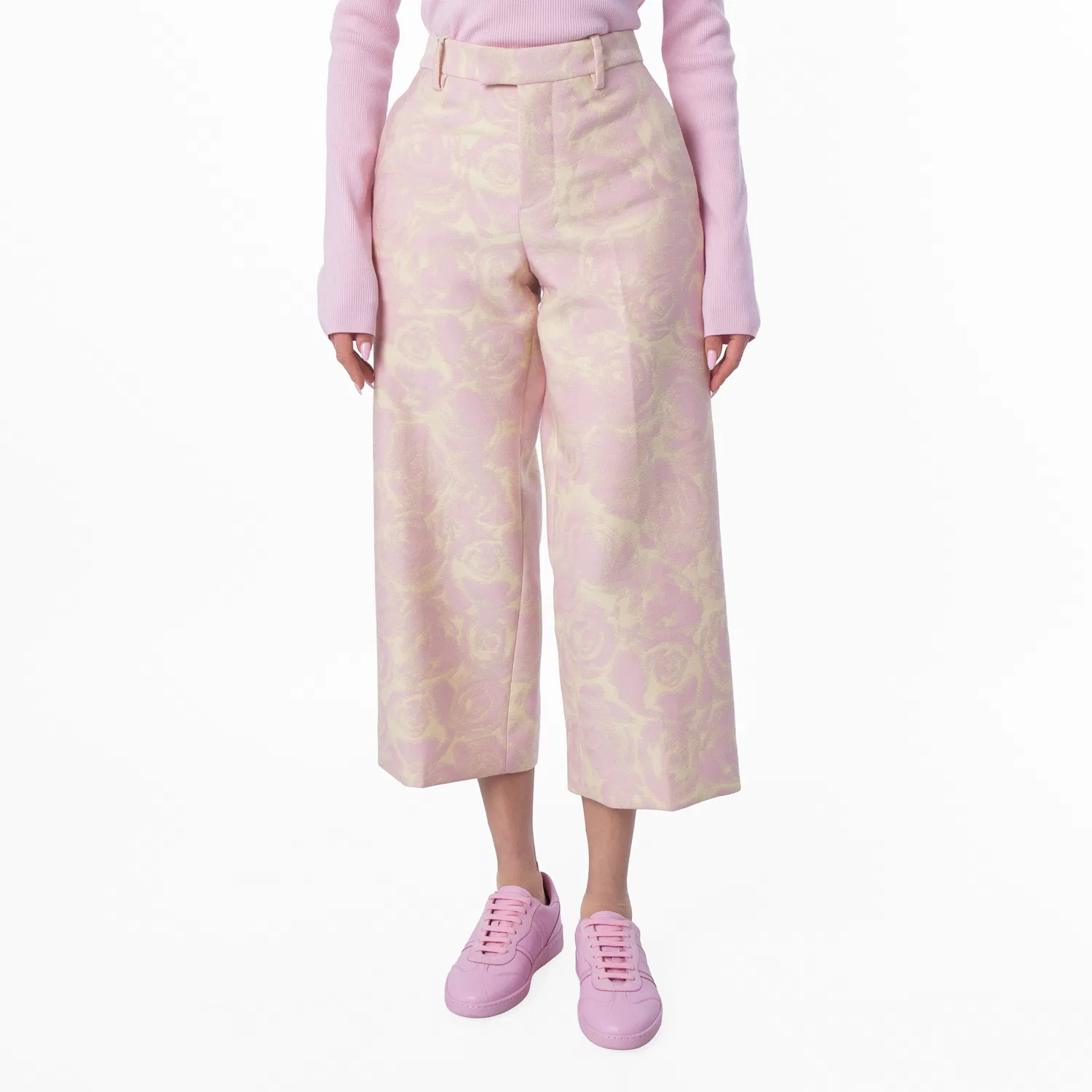 Брюки с принтом Rose Print Wool-Blend Burberry, Cameo Ip Pattern