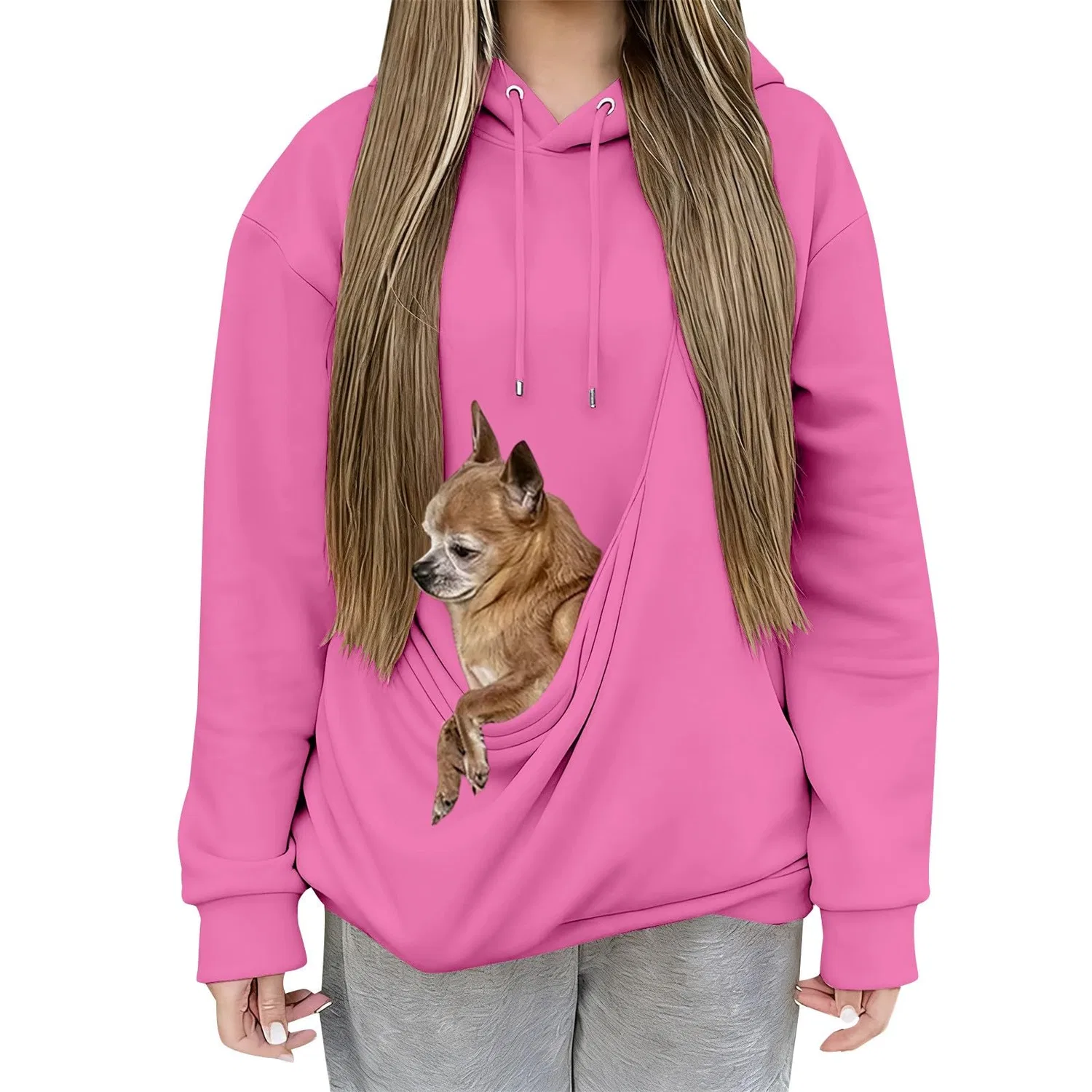 Женский худи с карманом-кенгуру Cat Hoodie, Z31 Hot Pink — фото 2