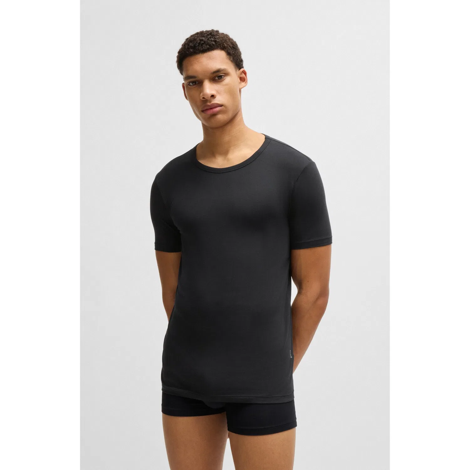 Мужская футболка с круглым вырезом Slim Fit BOSS, Black — фото 3
