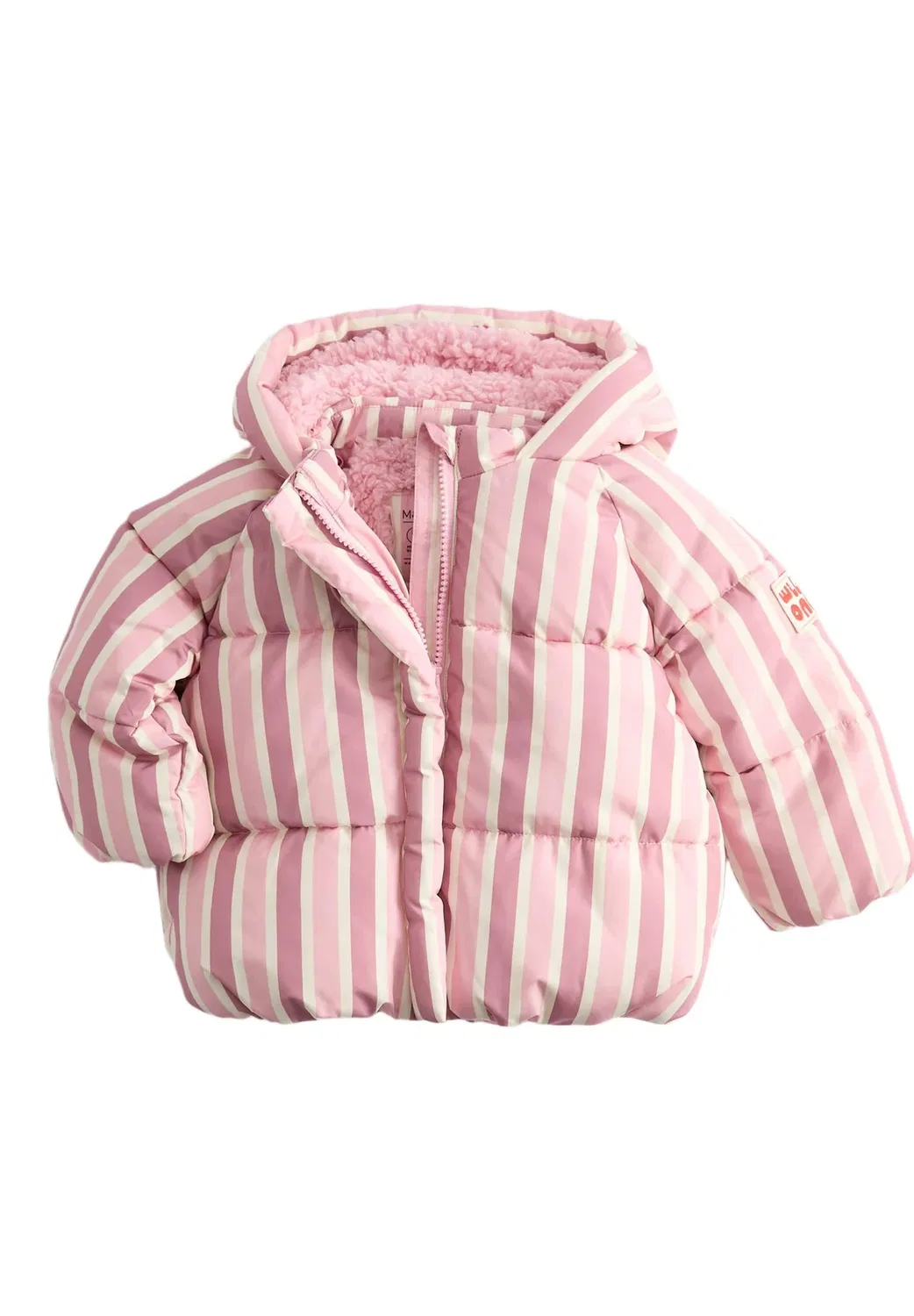 Полосатое стеганое пальто средней плотности. - зимняя куртка Marks & Spencer, Pink Mix