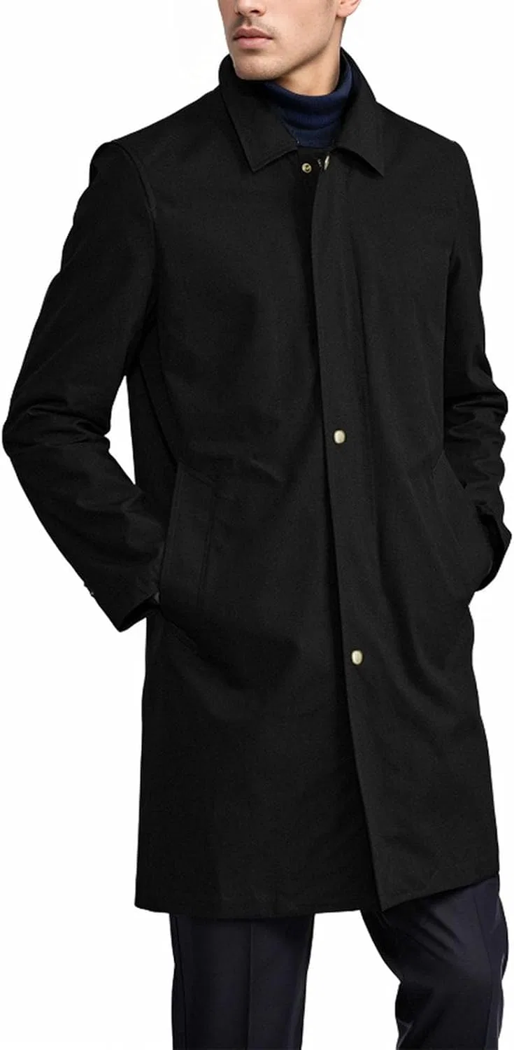 Мужское пальто-тренч с длинным рукавом, однобортное, с отложным воротником, slim fit