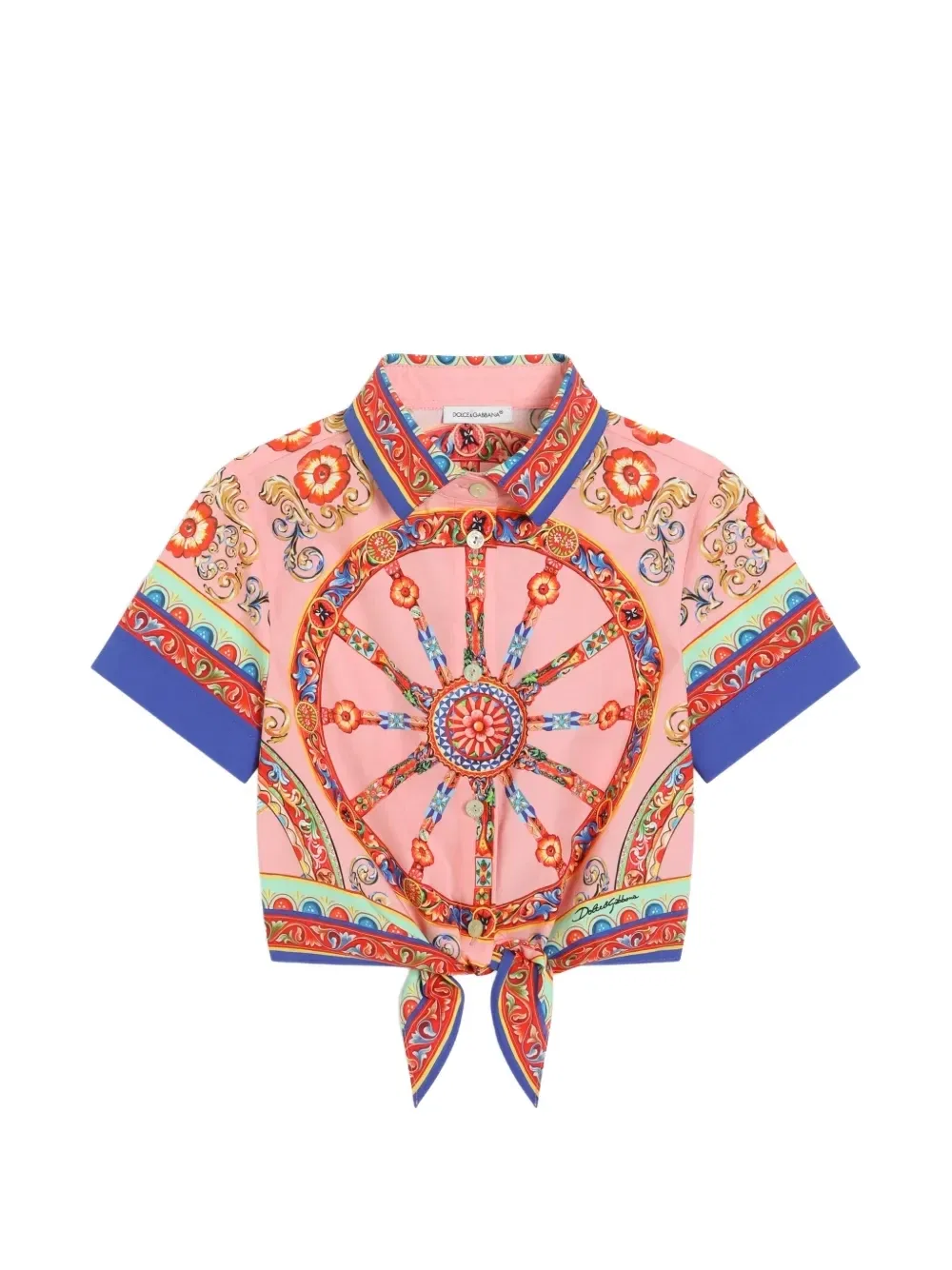 Поплиновая рубашка с принтом Carretto Dolce & Gabbana Kids, розовый