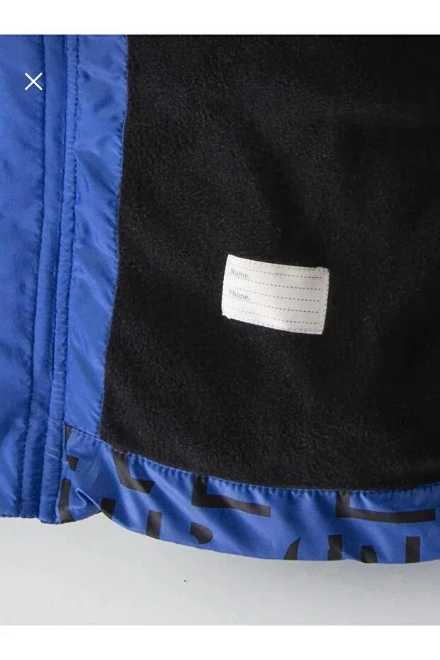 Детское пальто для девочек с принтом Letter Mdm, Navy Blue — фото 4