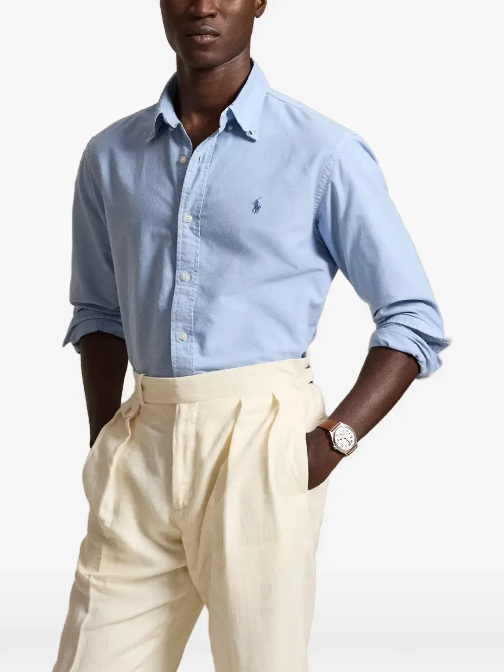Хлопковая рубашка на пуговицах POLO RALPH LAUREN, синий — фото 3