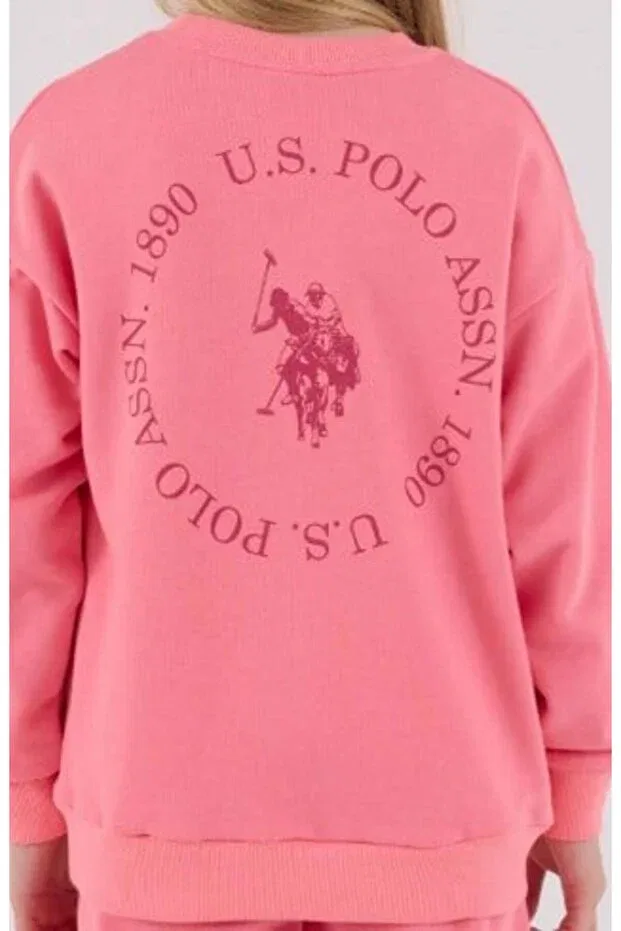 Детский комплект спортивного костюма для девочек с длинным рукавом U.S. Polo Assn., Neon Pink — фото 3