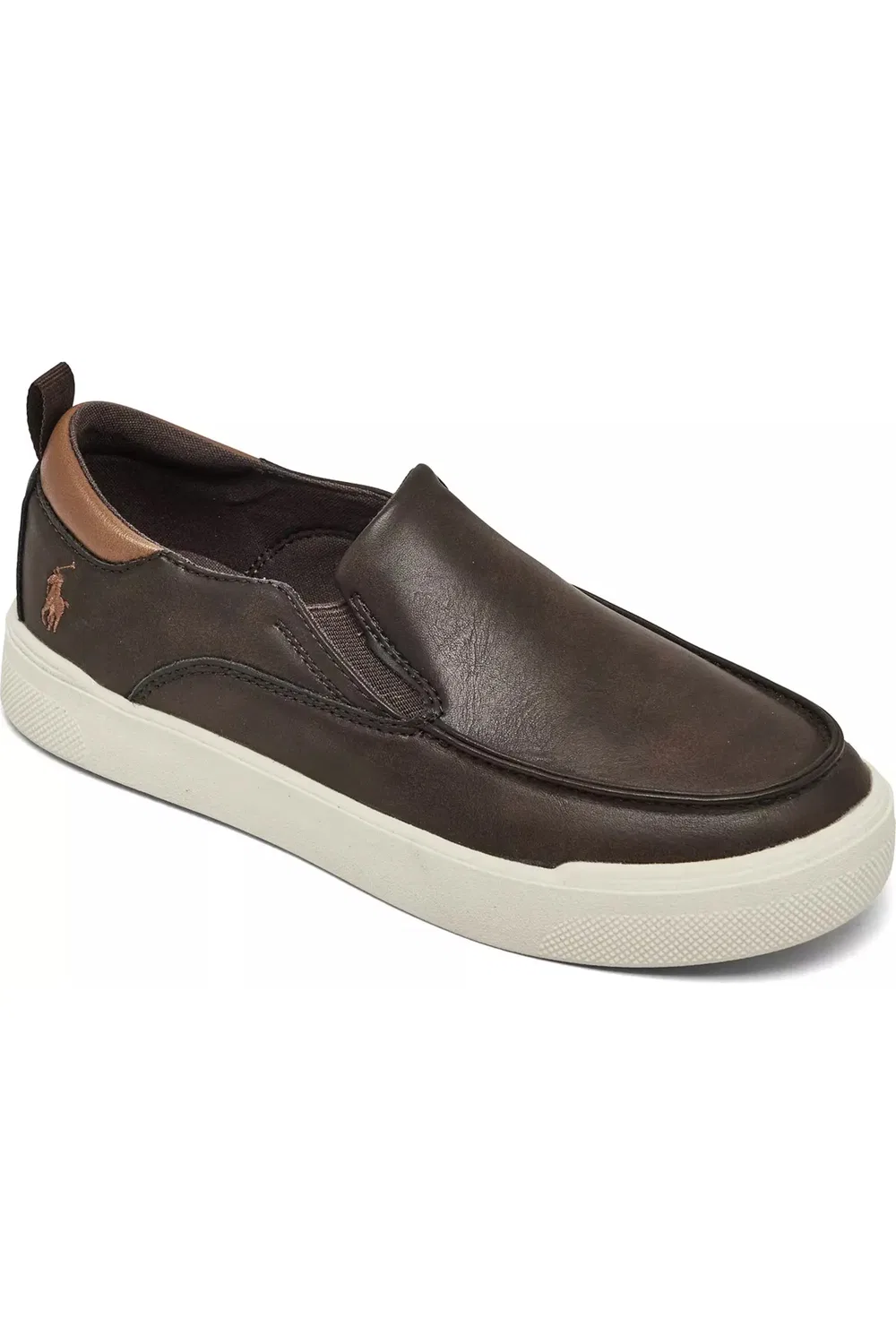 Детские кроссовки slip-on с вышивкой Filip Ralph Lauren, Chocolate/Tan