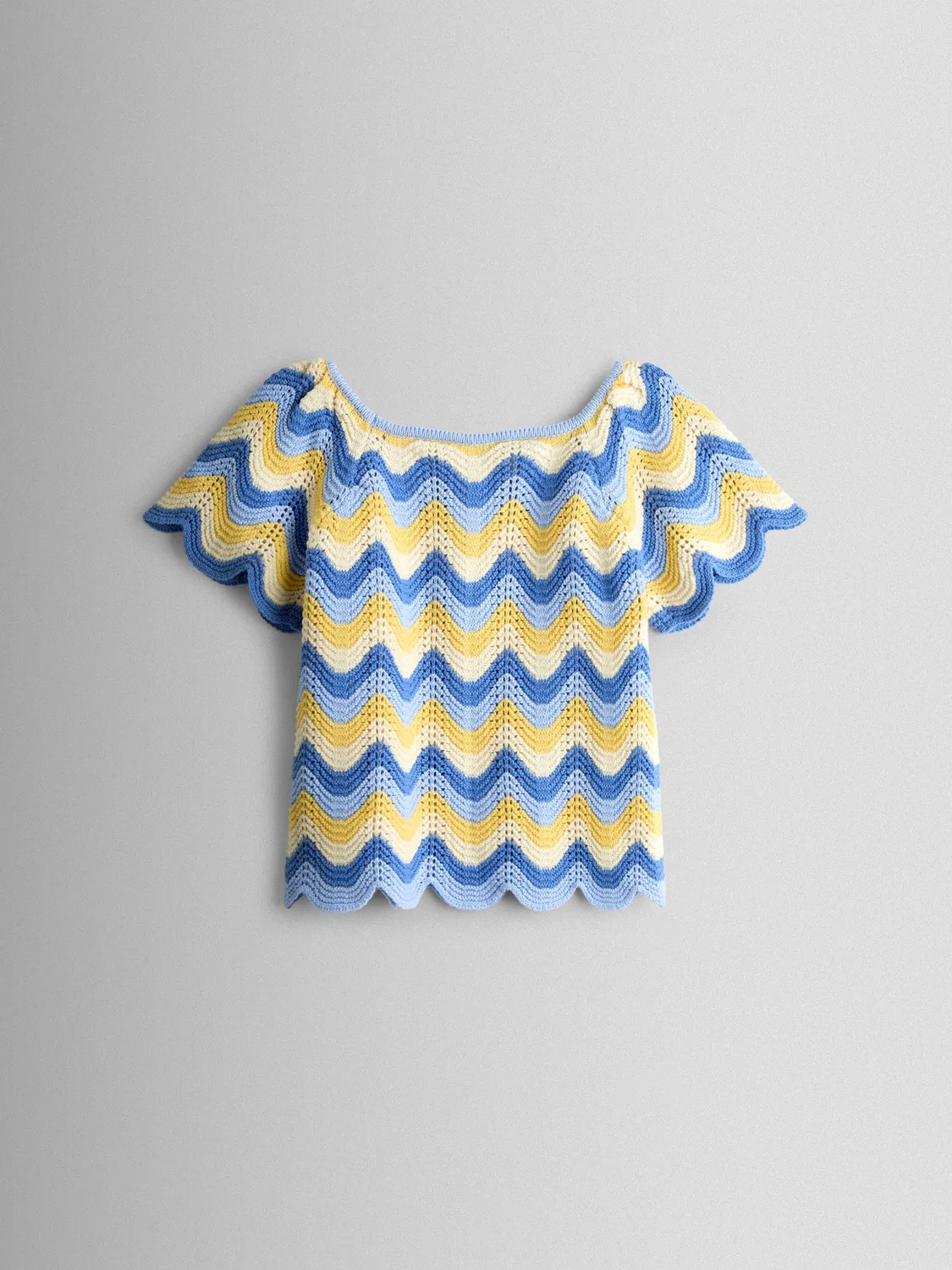 Комплект из топа и шорт, вязаный крючком, Chevron Jojo Maman Bébé, синий — фото 4