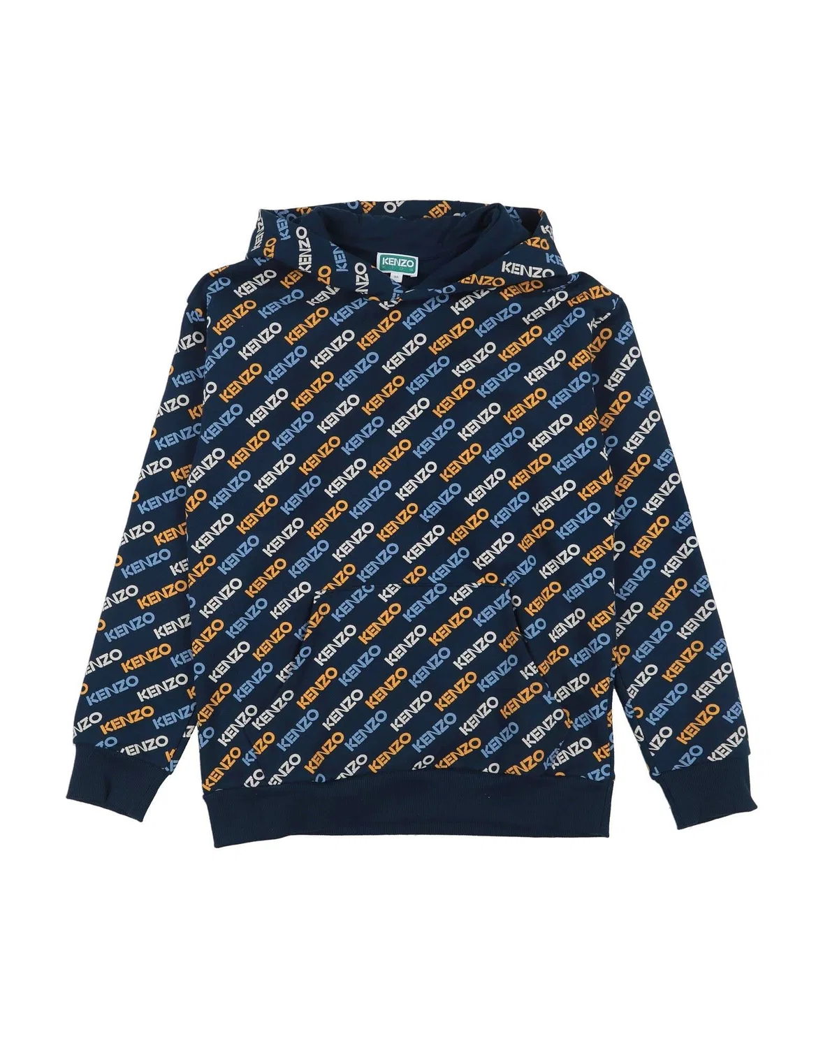 Детский свитшот для мальчиков на флисе с капюшоном Kenzo Kids, темно‑синий
