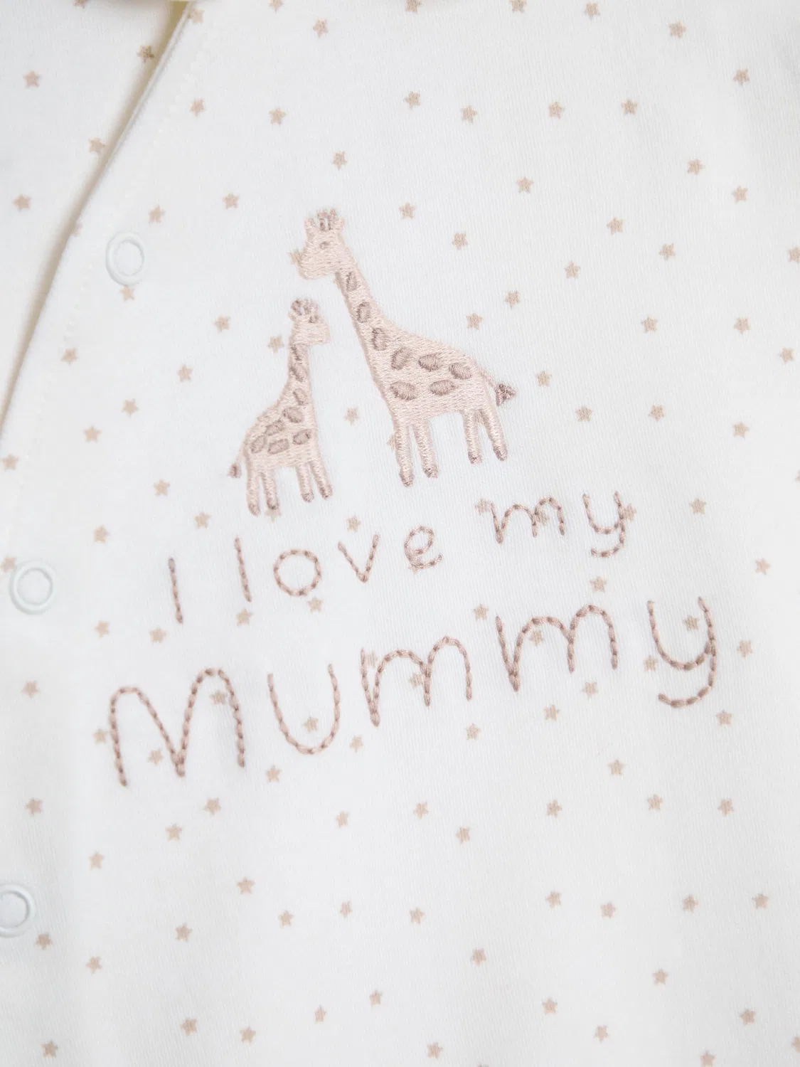 Комбинезон для сна с аппликацией жирафа, I Love My Mummy/Daddy Jojo Maman Bébé, кремовый в горошек — фото 3