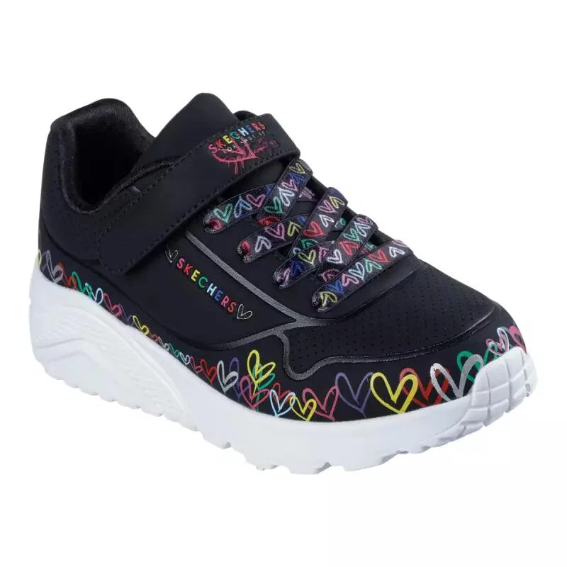 Детские кроссовки для девочек с принтом UNO LITE HEART CRAZE Skechers, Schwarz Bunt — фото 2
