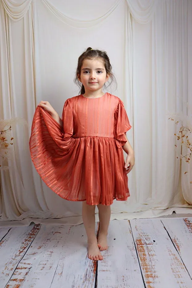 Детское платье для девочек с принтом A-Line Gül Baby, Red — фото 3
