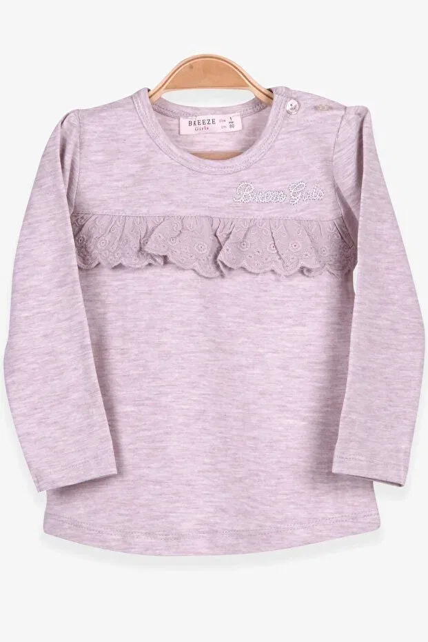 Детский лонгслив для девочек с длинным рукавом Breeze, Beige Melange