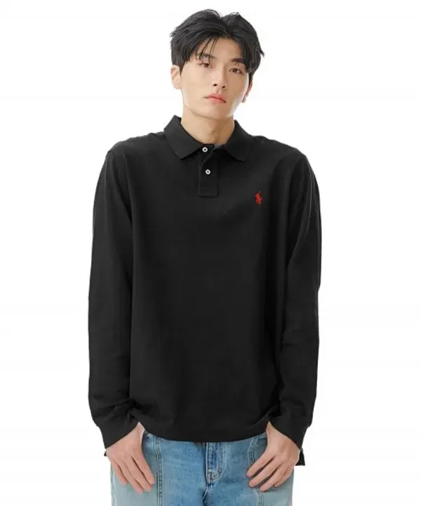 Футболка поло с длинным рукавом, сетчатая, Polo Ralph Lauren, черный
