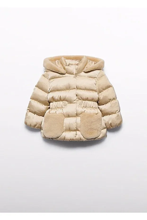 Детское зимнее пальто для девочек с капюшоном Abel & Lula, Beige