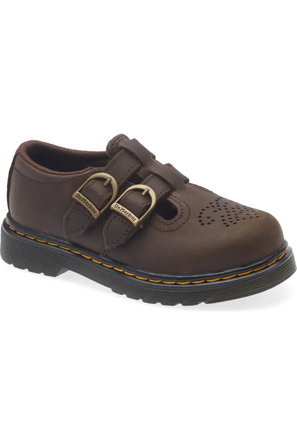 Детские туфли Dr. Martens 8065 Мэри Джейн, перфорированный верх, темно-коричневый