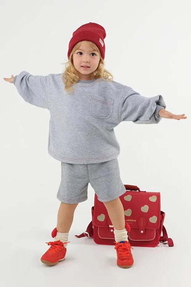 Детские шорты для девочек с принтом Mioma Kids, Gri — фото 3