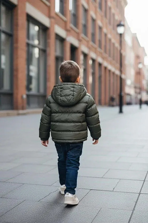 Детское зимнее пальто для девочек пуховик Benitto Kids, Khaki — фото 2