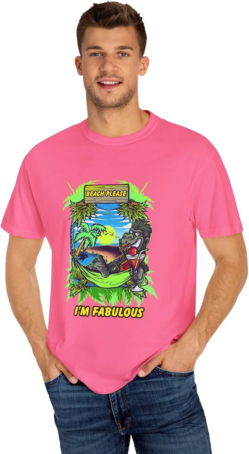 Футболка с принтом Beach Please Gorilla Hammock, Crunchberry — фото 4