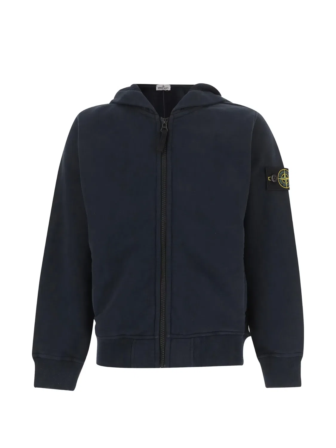 Stone Island Худи на молнии с нашивкой, синий