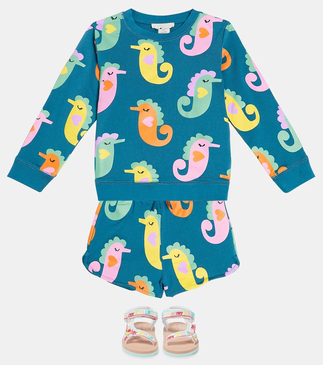 Комплект из свитшота и шорт с принтом Stella Mccartney Kids, синий — фото 2