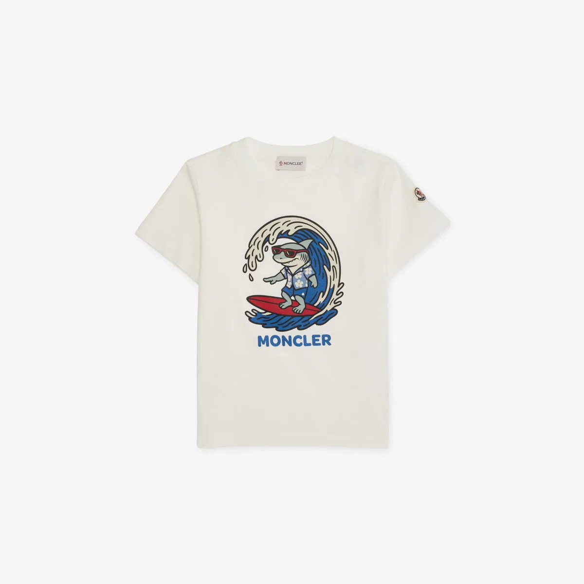 Хлопковая футболка с круглым вырезом и графическим принтом Moncler, белый
