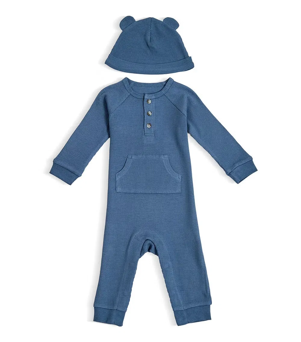 Комбинезон с шапкой Dk blue coverall-hat The Mom Store, темно-синий