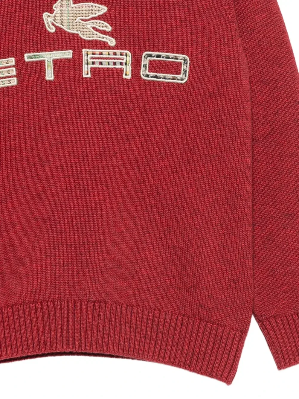 Свитер с вышивкой логипа Pegaso Etro Kids, красный — фото 3