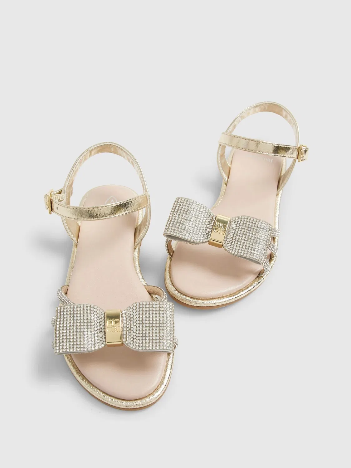 Сандалии с бантом и диамантами River Island, золотистые — фото 4