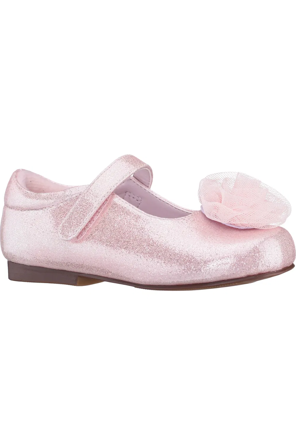 Детские туфли Мэри Джейн с розеткой Nina, Light Pink Shimmer