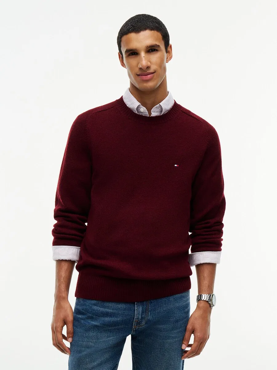 Свитер TOMMY HILFIGER темно-красного цвета — фото 2