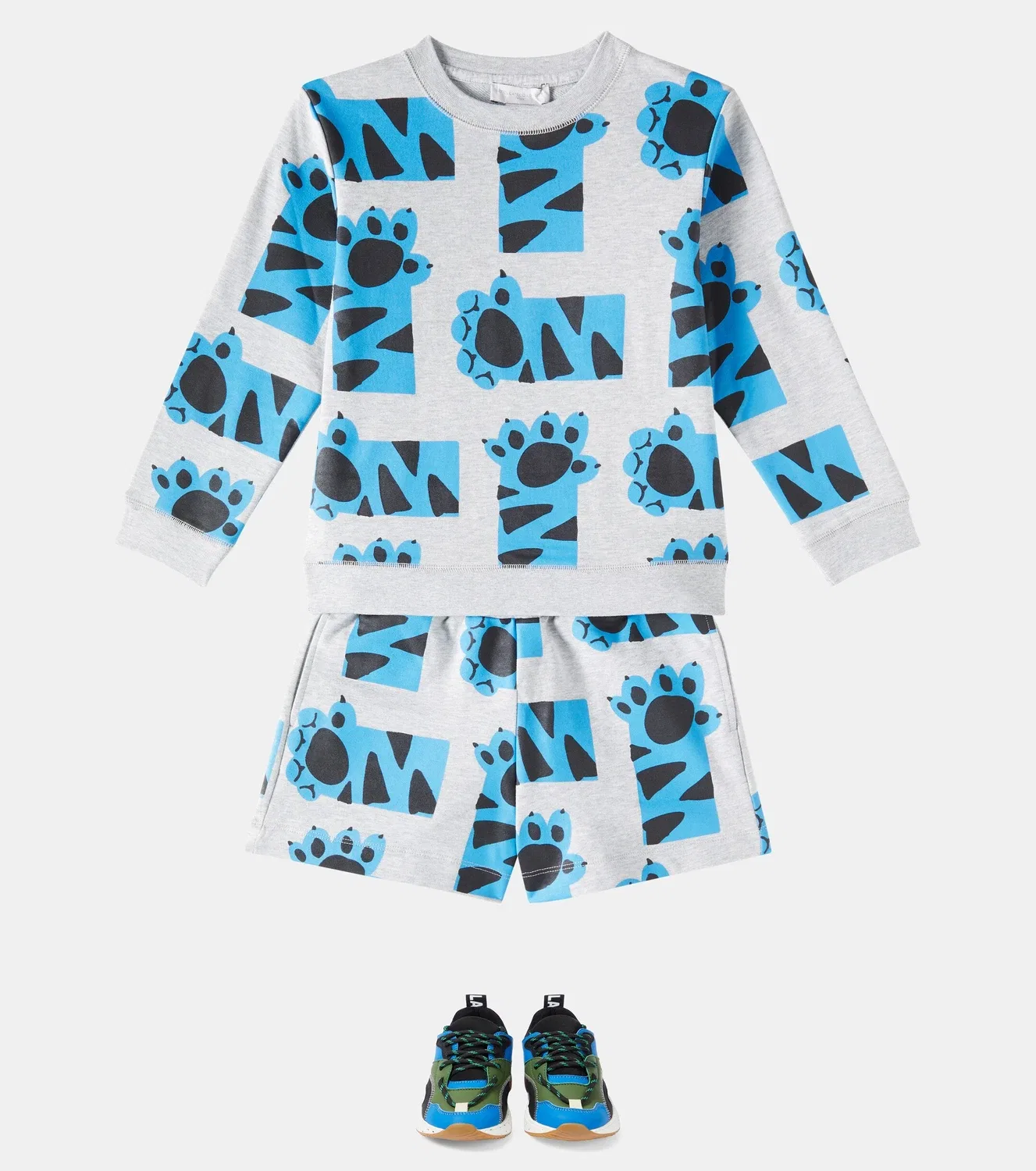 Комплект из флисовых толстовки и шорт Stella Mccartney Kids, серый — фото 2