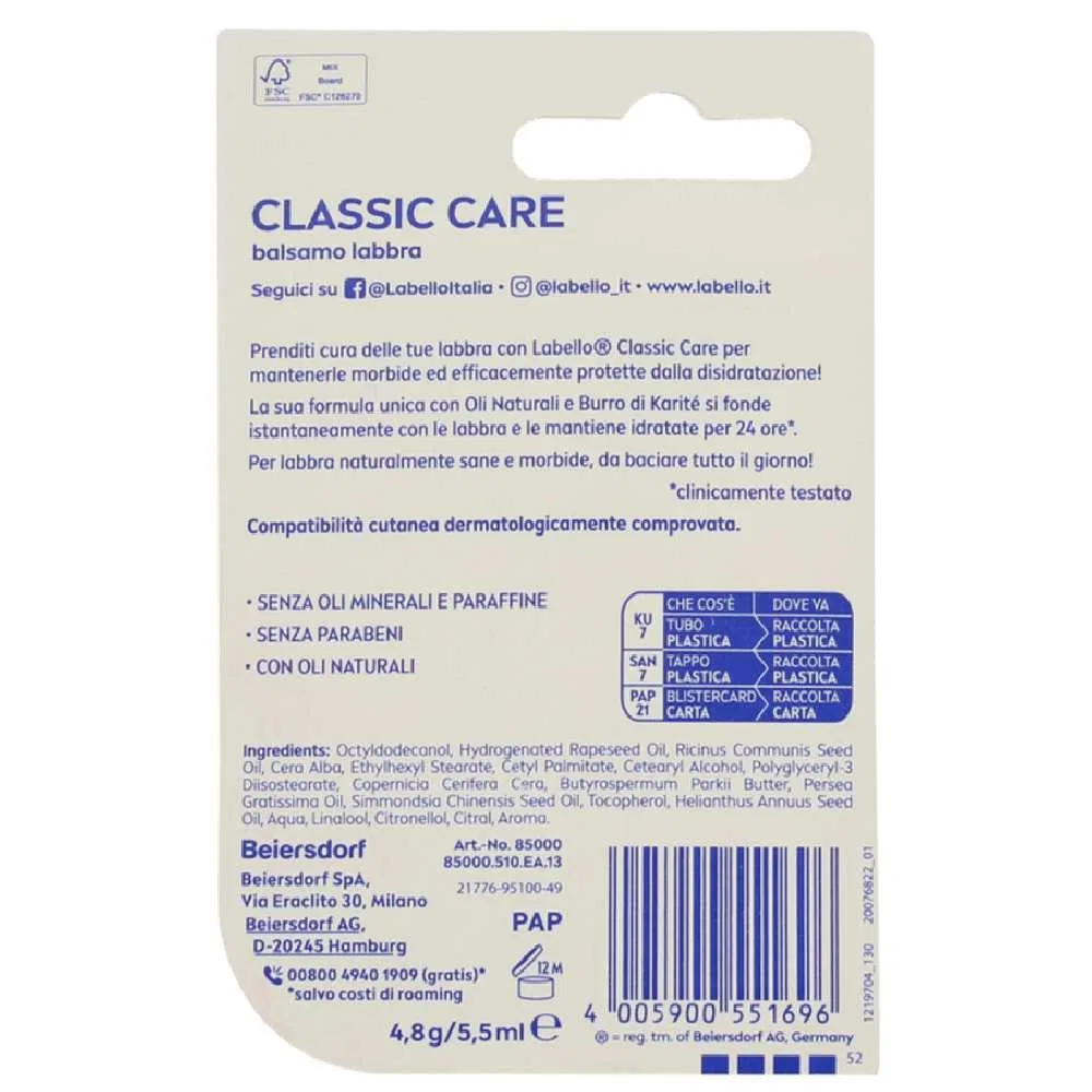 Бальзам для губ Labello Classic Care с маслом ши и пантенолом, 4.8 г — фото 2