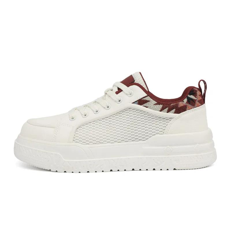 Детские кеды для скейтбординга с синтетической кожей VENICEW, Beige Red