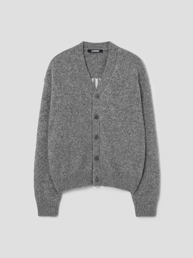 Кардиган с жаккардовым логотипом JACQUEMUS, Grey