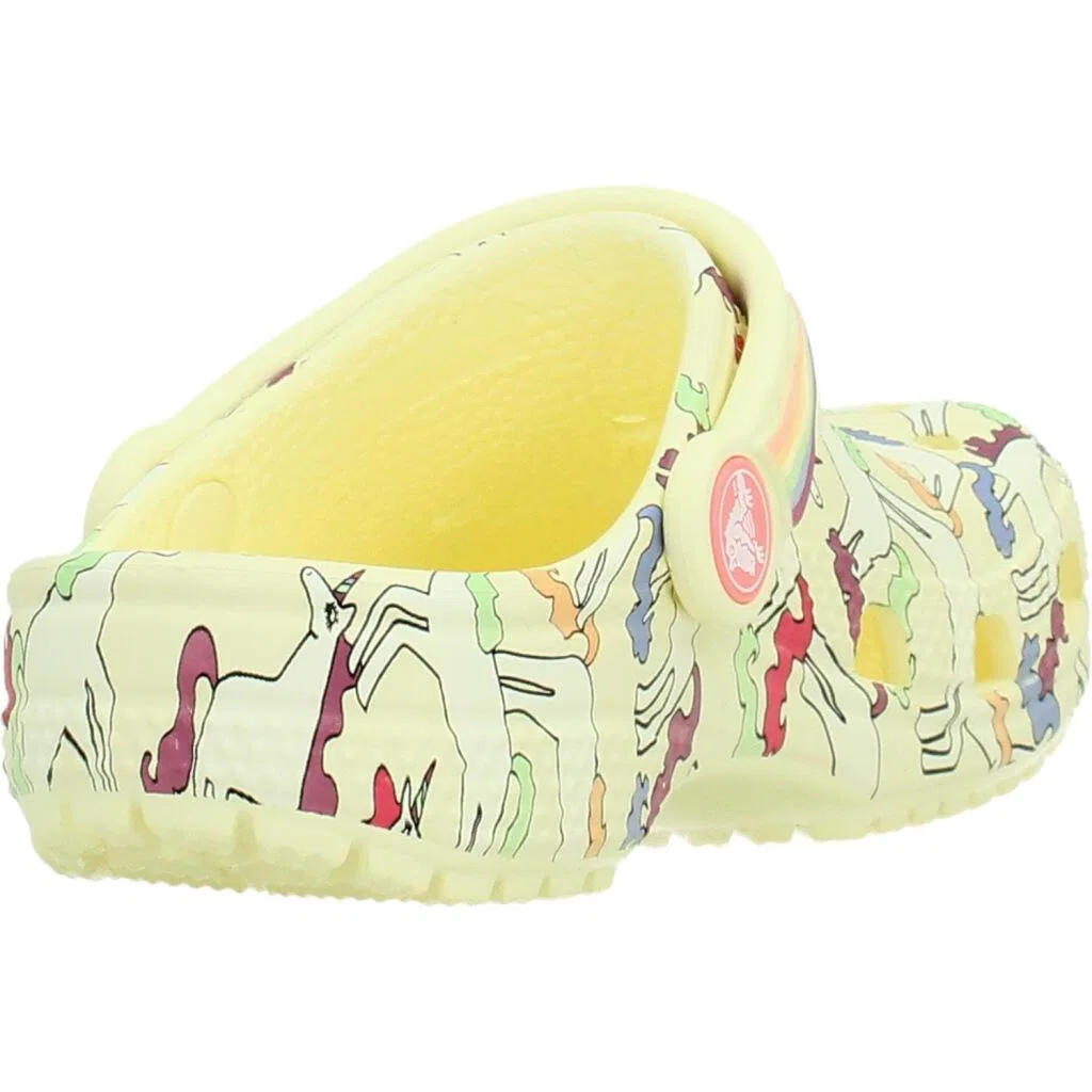 Детские сандалии с принтом Classic Unicorn Graphic Clog T Crocs, Beige Weiss Gelb — фото 3