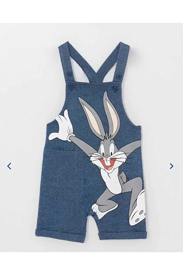 Детский комбинезон хлопковый Strappy bugs bunny printed unisex baby/children's salopet Oliveyoumom, Blue — фото 3
