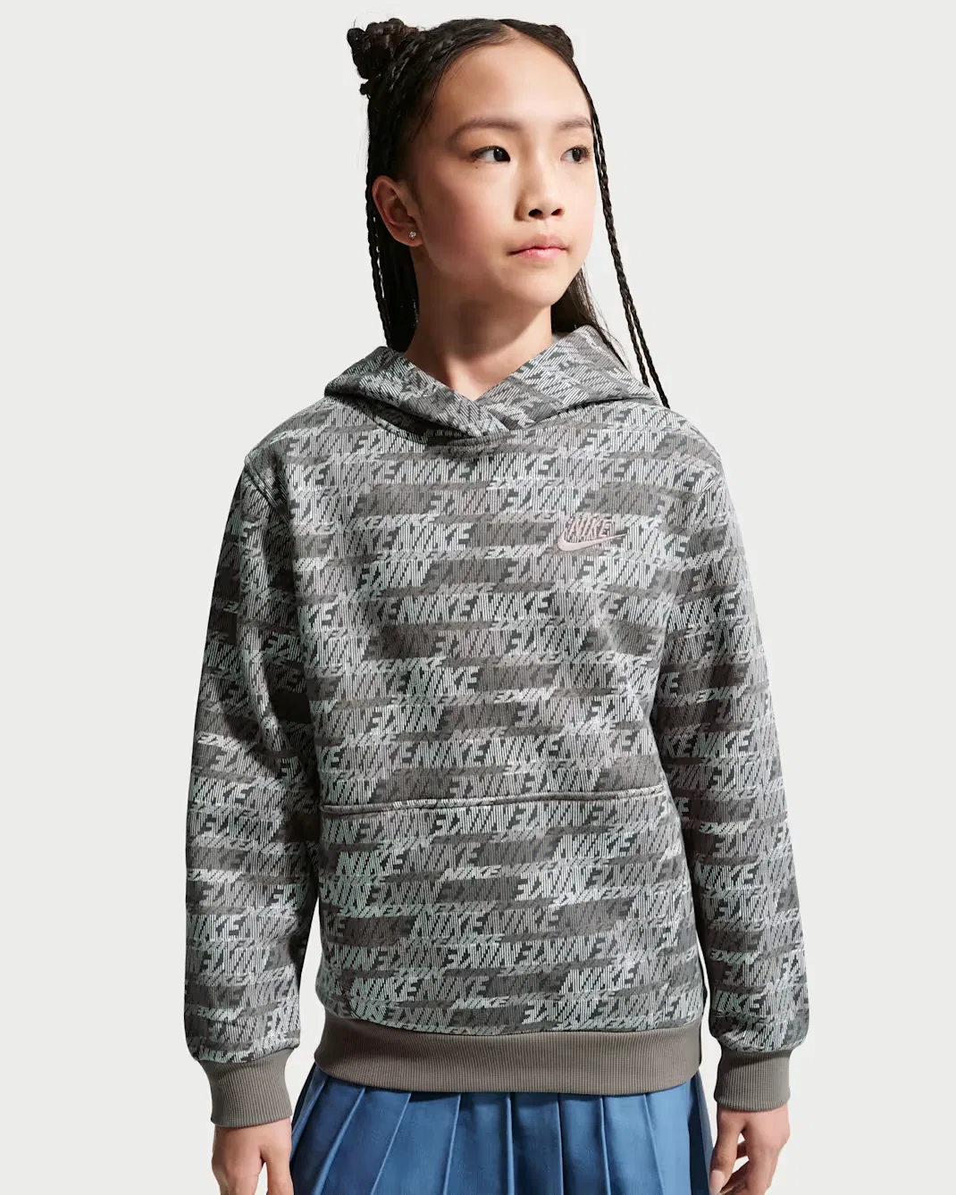 Толстовка с капюшоном для детей постарше Nike Sportswear Club Fleece, Cave Stone/Cave Stone/Moon Particle — фото 2