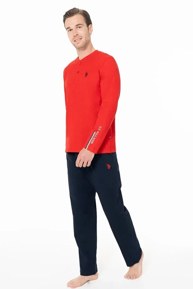 Мужской комплект пижам из хлопка с длинным рукавом U.S. Polo Assn., Red