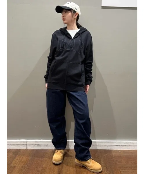 Женский худи с длинным рукавом на молнии, с капюшоном, Gap, Black — фото 3
